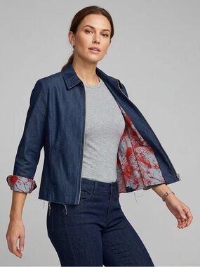 Amanda Smith Women's Dark Navy Zip-Front Lightweight Jacket
